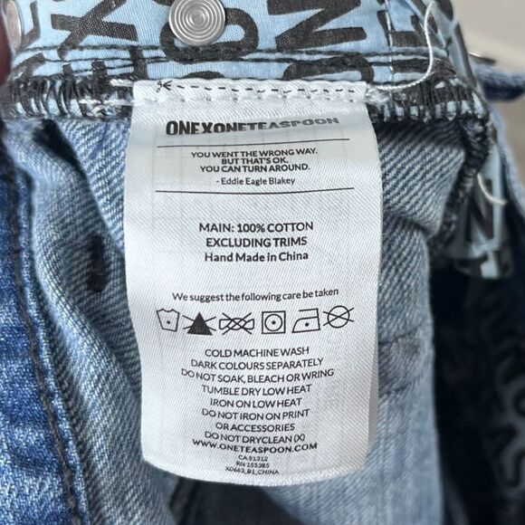 One By One Teaspoon Women Size 24 Denim High Rise Cropped Kick Flare Cotton Jean - Picture 12 of 14